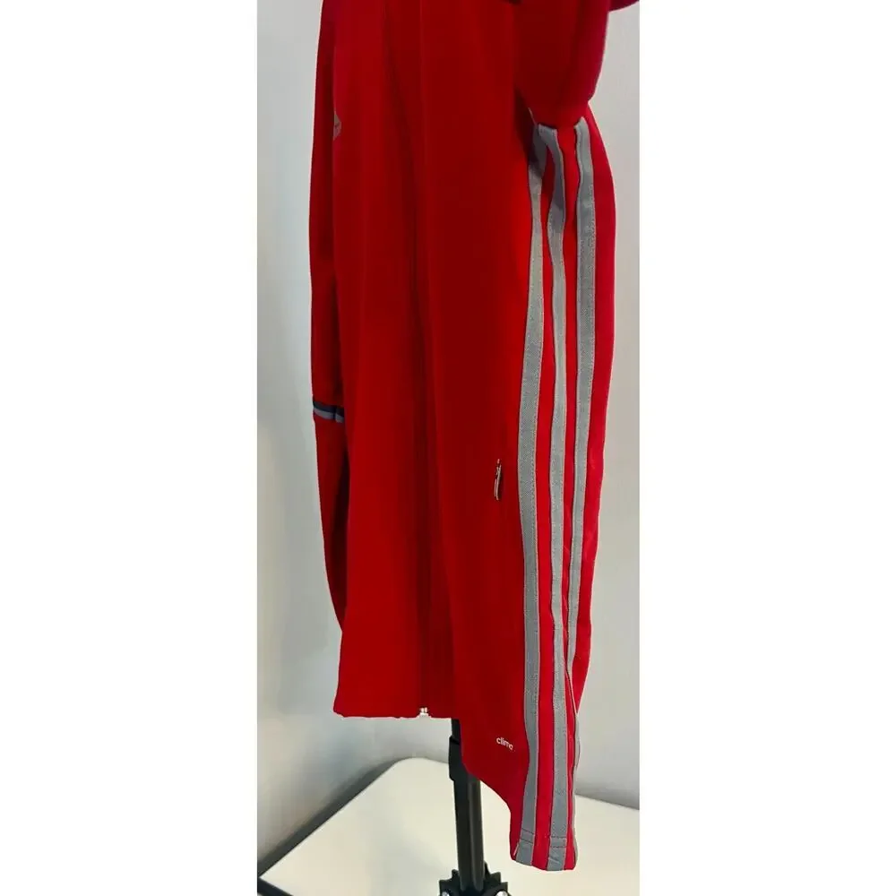 Adidas Climacool Training Jacket Mens UK XL Red Mesh Lined 3 Stripe Activewear